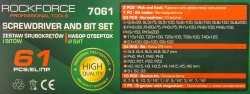 Отвертки в комплекте с битами, набор 61пр. RockFORCE RF-7061