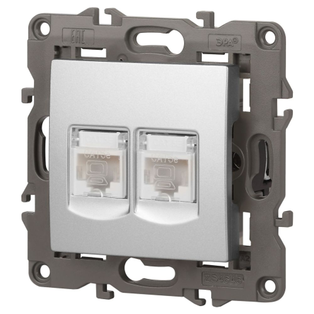 Розетка ЭРА Elegance 14-3108-03 информационная двойная 2хRJ45 IP20 алюминий