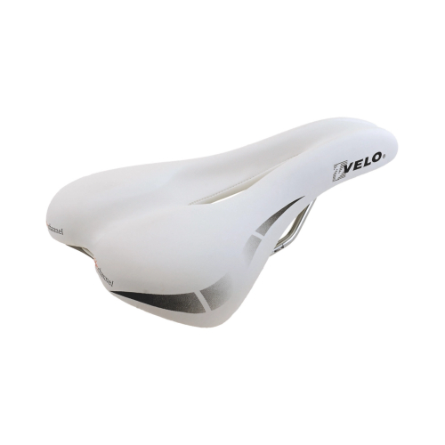 Седло универсальное 270х175мм анатомическое с вентиляцией AIR-COOL, бесшовное O-Zone full Cut, D2, 358г, (на блист) белое VELO WIDE:CHANNEL