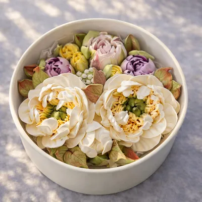 Фотография Зефир букет «Пионы кремовые» / 21 см купить в магазине Афлора