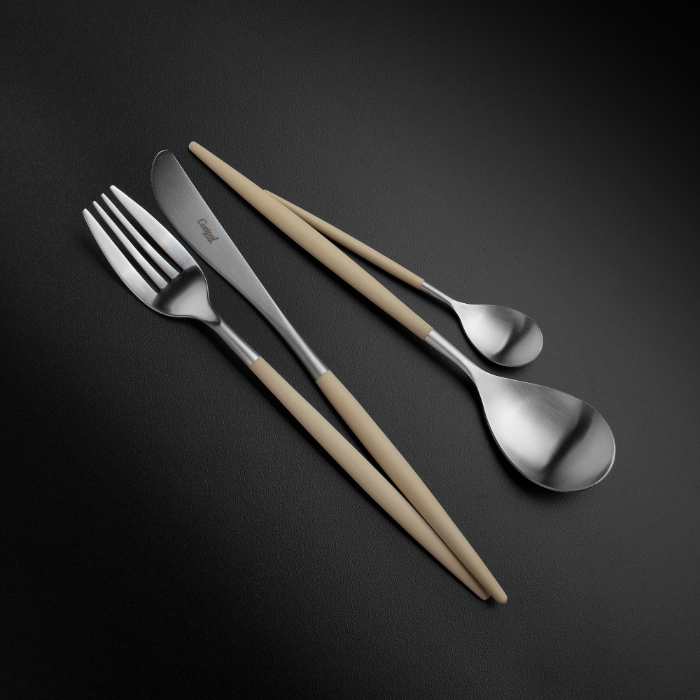 Набор столовых приборов на 6 персон 24 предмета Cutipol Mio matte ivory в подарочной упаковке