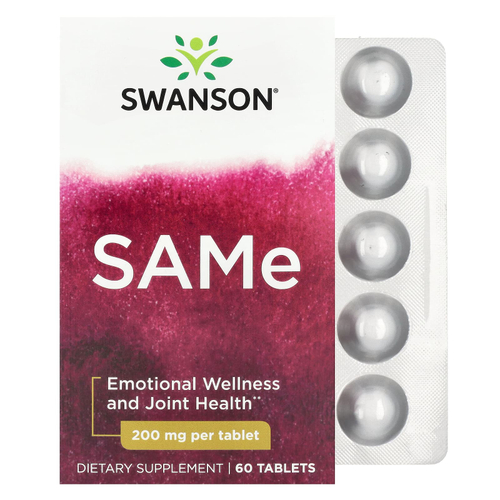 Swanson Vitamins, SAMe, 60 таблеток (200 мг в одной таблетке)