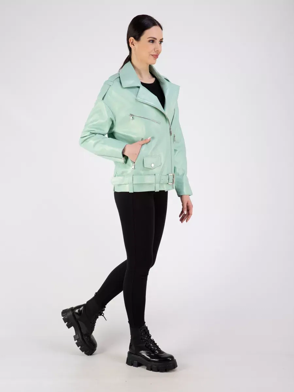 Косуха кожаная куртка оверсайз