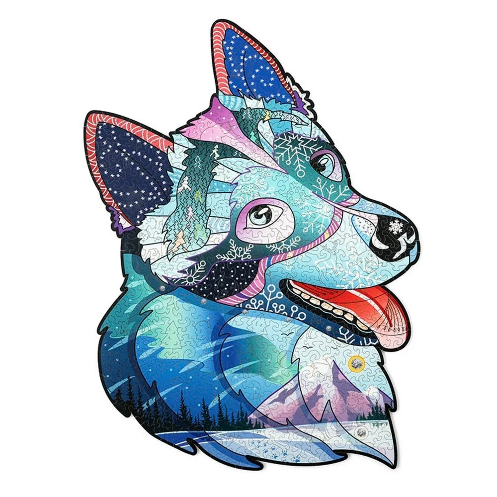 Деревянный пазл "Храбрый Хаски с кристаллами Swarovski" (Wood Trick)