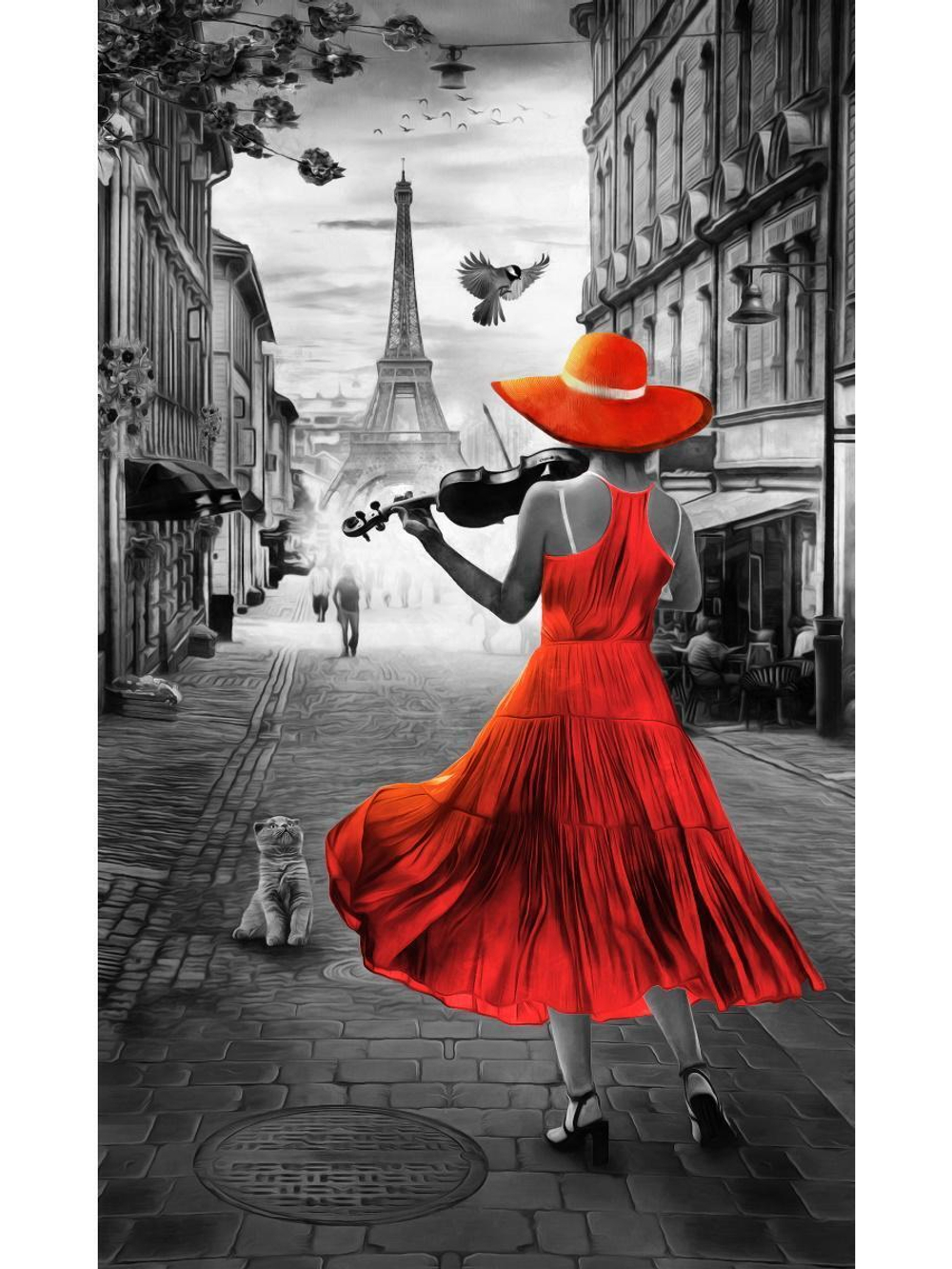 Картина по номерам 22х30см. "Чарующее красное платье" 14цв. (Арт. Х-4069)