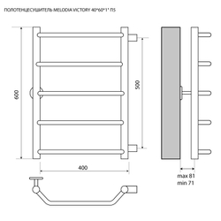 Полотенцесушитель MELODIA Victory 40/60 П5 с боковым подключением (MTRVY4060)