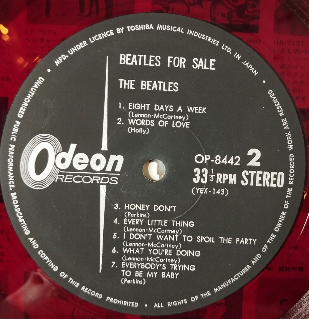 Винтажная виниловая пластинка LP The Beatles For Sa le (Japan 1968) (No Obi) (Red Wax Vinyl) Mr. Moonlight