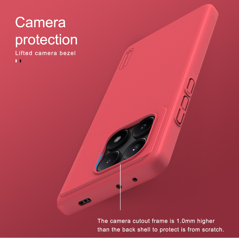 Тонкий жесткий чехол красного цвета (Bright Red) от Nillkin для Xiaomi Poco X6 Pro 5G и Redmi K70E, серия Super Frosted Shield