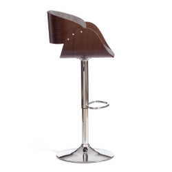 Барный стул LANDO (mod.4036) металл/дерево/ткань, 59х51х93-114 см, высота сиденья 62-83 см, серый/орех/хром, Aimcasa 28