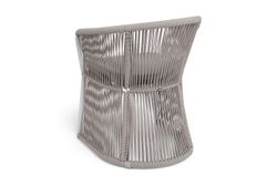 "Романо" стул плетеный из роупа, каркас алюминий белый муар, роуп бежевый круглый, ткань бежевая 15052