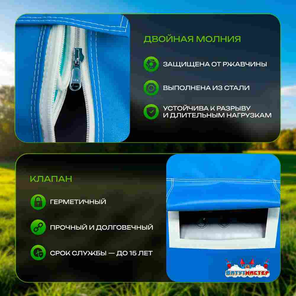 Пневмокаркасная всесезонная палатка «Комфорт» 5×3×2,5 м — из ПВХ, синяя