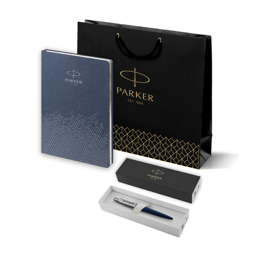 Подарочный набор: Шариковая ручка Parker Jotter + ежедневник, синий