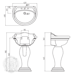 Раковина Migliore Milady 62x49 ML.MLD-25.762.BI, белая схема