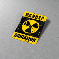 Стикерпак Radiation Shelter. Гранжевые наклейки со знаками Опасность, Радиация, Бомбоубежище, Fallout и эффектом царапин.