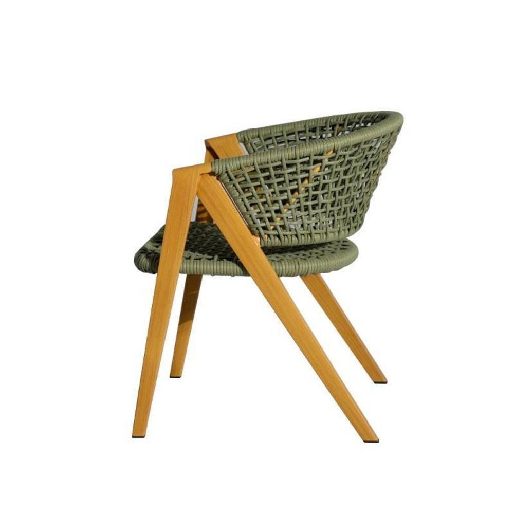 "Амстердам" стул плетеный из роупа, каркас алюминий, роуп зеленый круглый