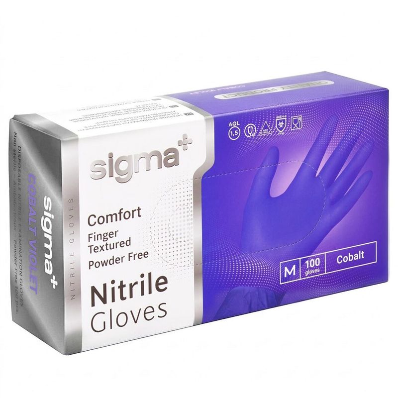 Перчатки одноразовые SIGMA нитрил Standart М фиолетовые  100 шт/уп 10 уп/кор