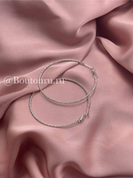 Серьги тонкие кольца серебристые с гранями