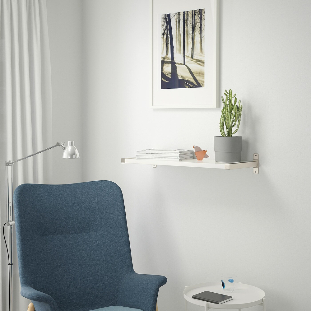 Настенная полка IKEA BERGSHULT / GRANHULT, Белый / никель, 80x30 см