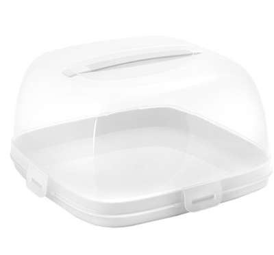 Тортница квадратная с защелками, с ручкой для переноски, двойное дно М1121