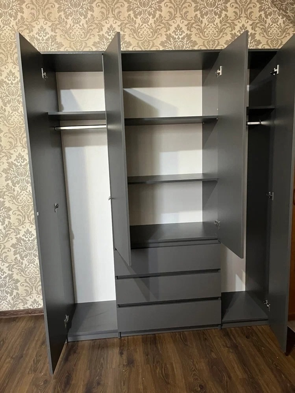 Шкаф 4-створчатый «Денвер» Графит