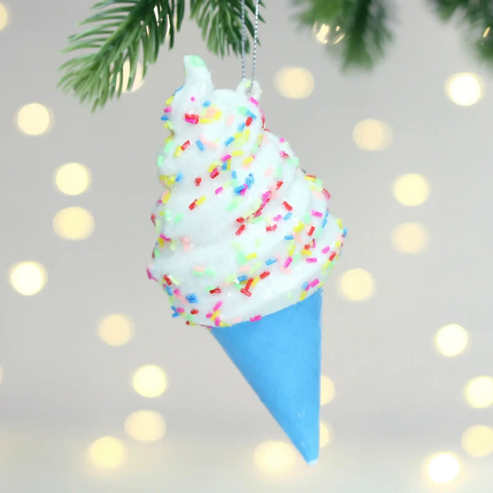 Елочная игрушка «Мороженка» 6*6*14 см, Голубой