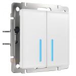 Умный сенсорный выключатель двухклавишный (белый)