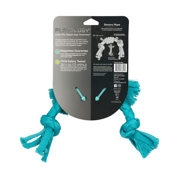 Сенсорный канат Playology PUPPY SENSORY ROPE для щенков мелких и средних пород 8-16 недель с ароматом арахиса, цвет голубой
