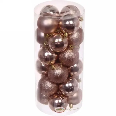 Новогодние шары 6 см (набор 24 шт) «Микс фактур», шампань