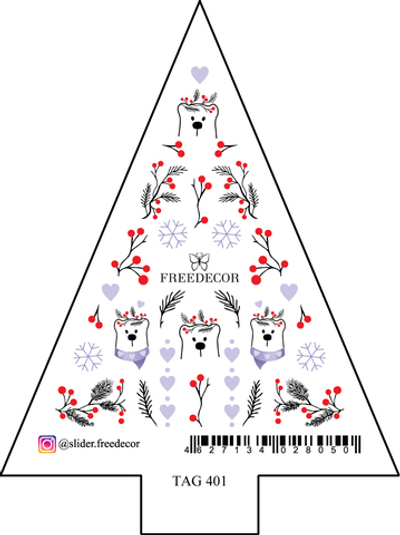 Freedecor Слайдеры для дизайна ногтей Елочка, TAG 401