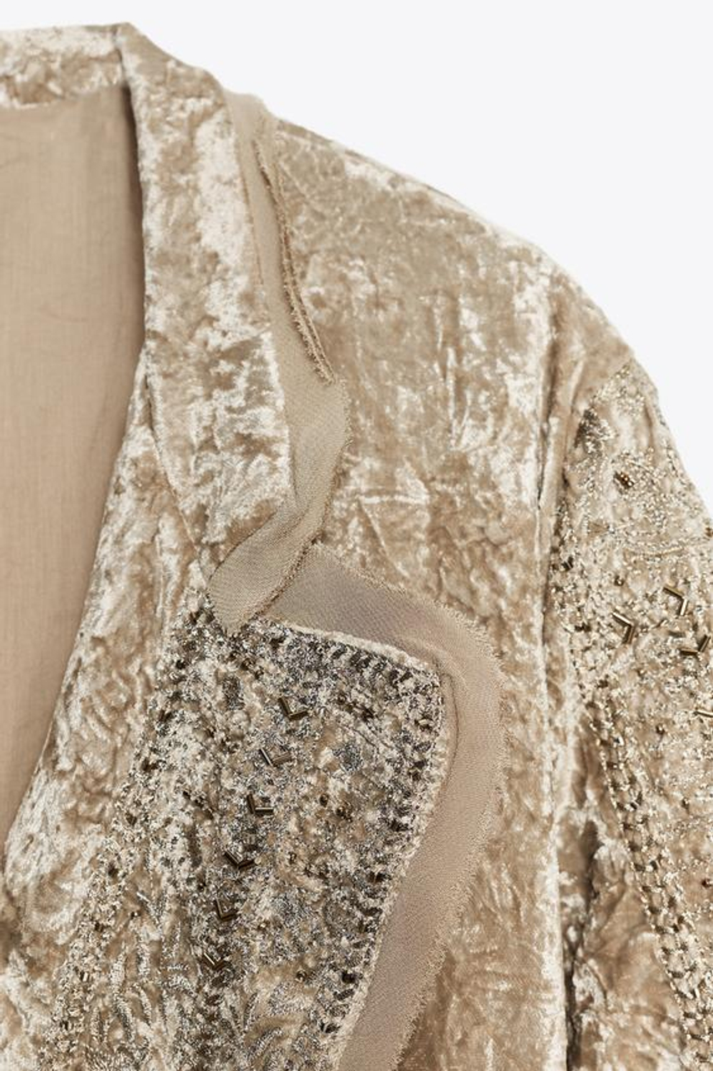 ZARA БАРХАТНОЕ КИМОНО С ВЫШИВКОЙ ZW COLLECTION LIMITED EDITION, ОХРА