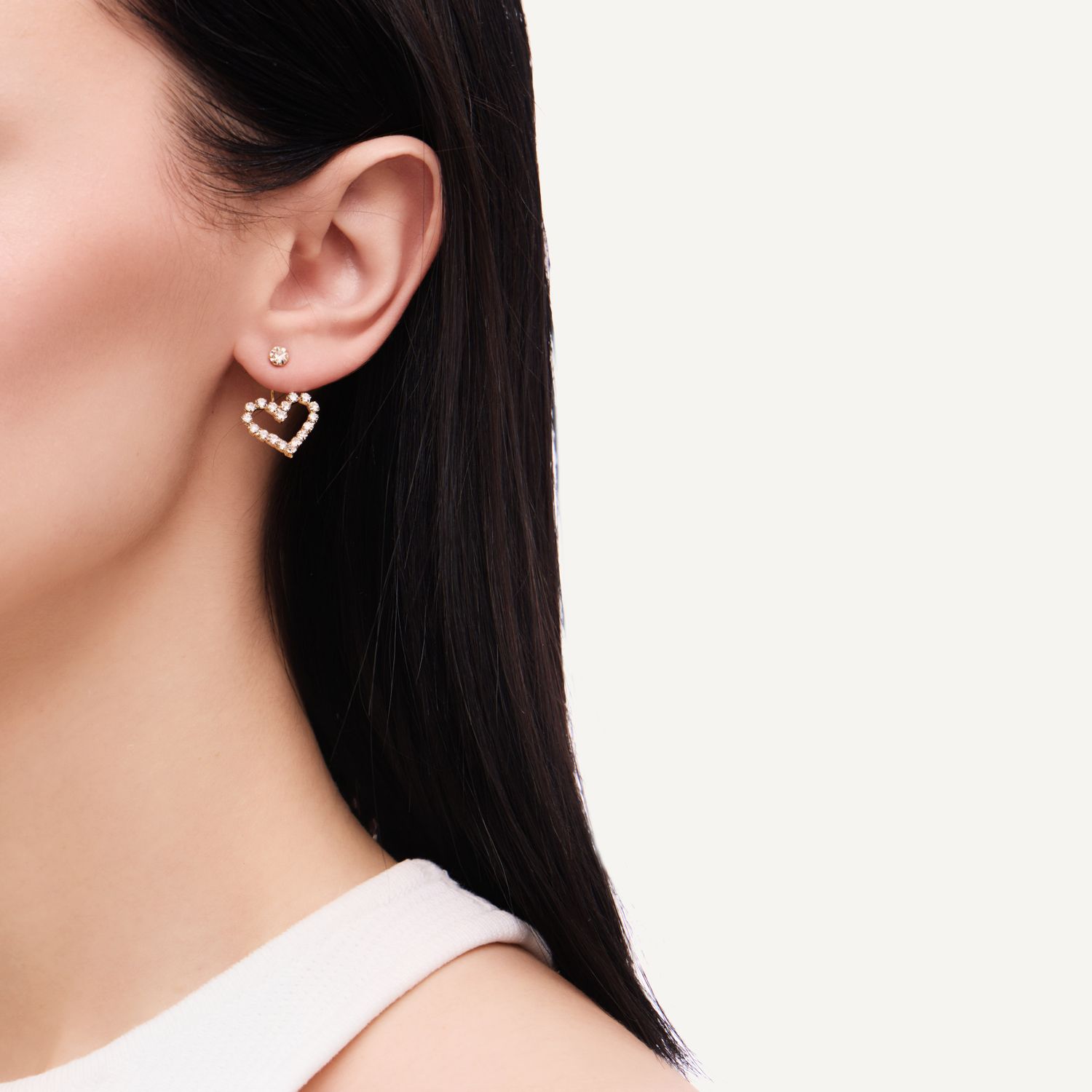 Серьги Sparkly Heart Earrings - Gold