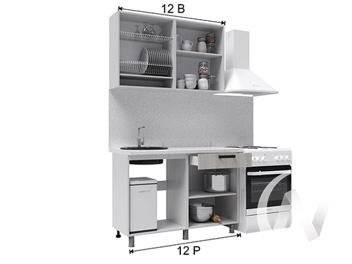 Кухня Элиана 1.2м (корпус белый/дуб юкон) 26мм дуб вотан