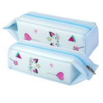 Пенал - косметичка, pure-pak Alingar, силикон, молния, 210 х 65 х 65 мм, "Friends", голубой (кошечка, сердечко, леденец)