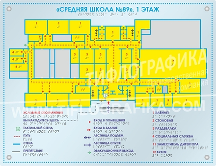 Тактильная мнемосхема ORG8 470х610х8 мм. Полноцветная, с прозрачным фоном
