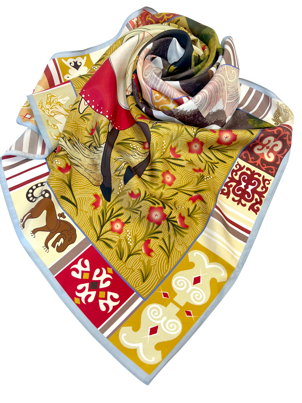 Платок «Женский лик Алтая. Осень» 100% шёлк