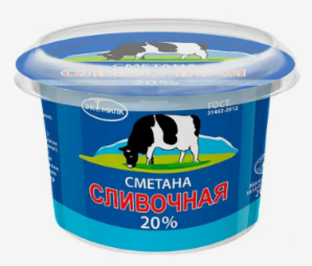 Сметана Экомилк Сливочная 20% 180 гр