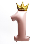 Шар воздушный цифра 1 с короной розовая. Гелий