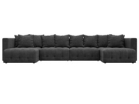 Диван П-образный Лига-052 НПБ Лонг, BRUT 16 ВЕЛЮР темно-серый