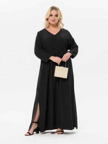 Платье с кулисой под линией груди, чёрное