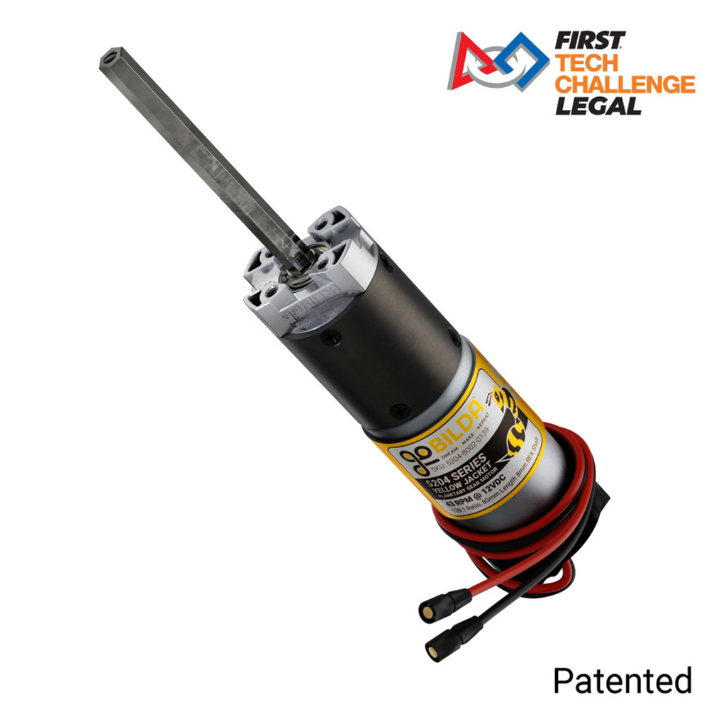 5204 Series Yellow Jacket Planetary Gear Motor (139:1 Ratio, 80mm Length 8mm REX™ Shaft, 43 RPM, 3.3 - 5V Encoder)