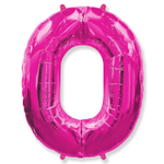 Шар фольгированный Цифра 0 101 см (Фуксия)