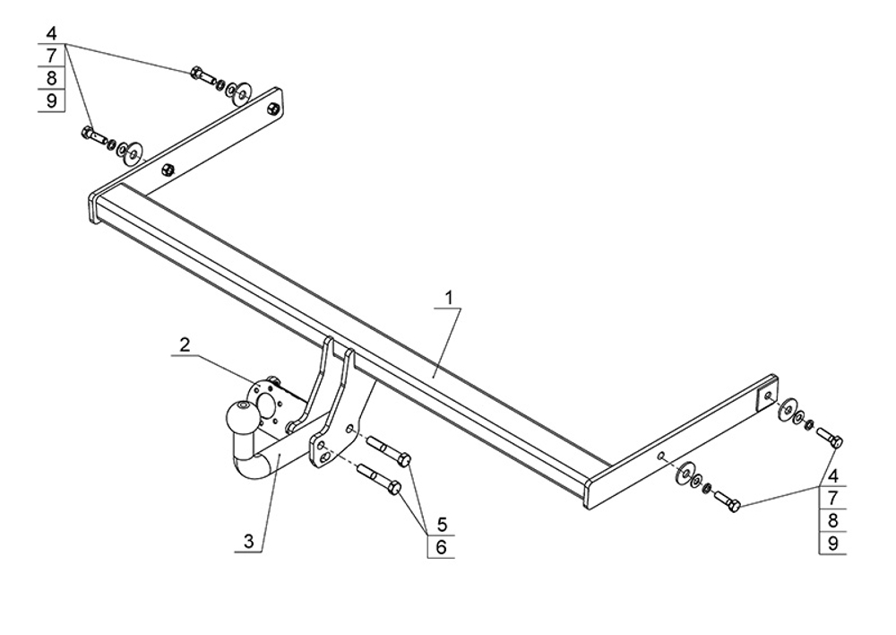 Фаркоп для Skoda Octavia A7,8. Тип шара: A. Нагрузки: 1500/75 кг, SK 10