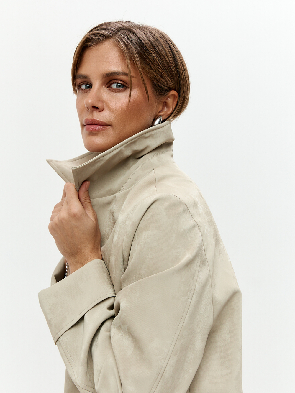 Куртка Сидни из экокожи в оттенке миндаля