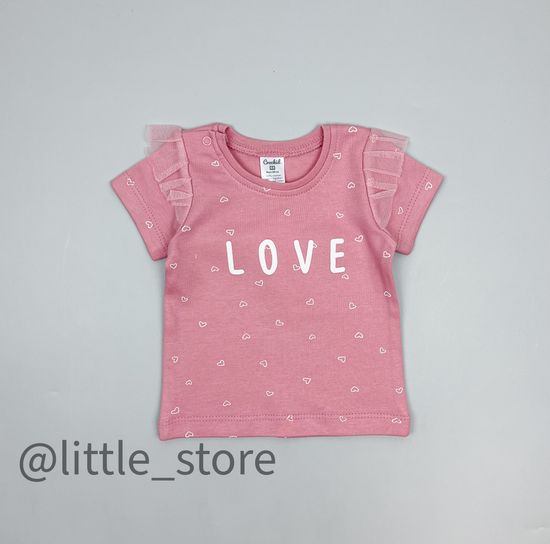 Футболка хлопковая "Кошечки и цветочки" розовый зефир