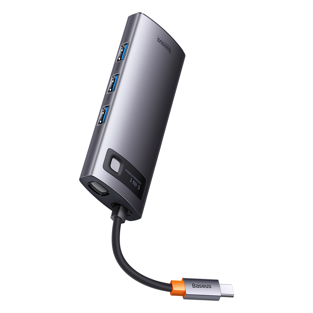 USB Хаб Baseus Metal Gleam 6in1 Multifunctional Type-C HUB (Type-C to 3xUSB3.0+PD+SD+TF)