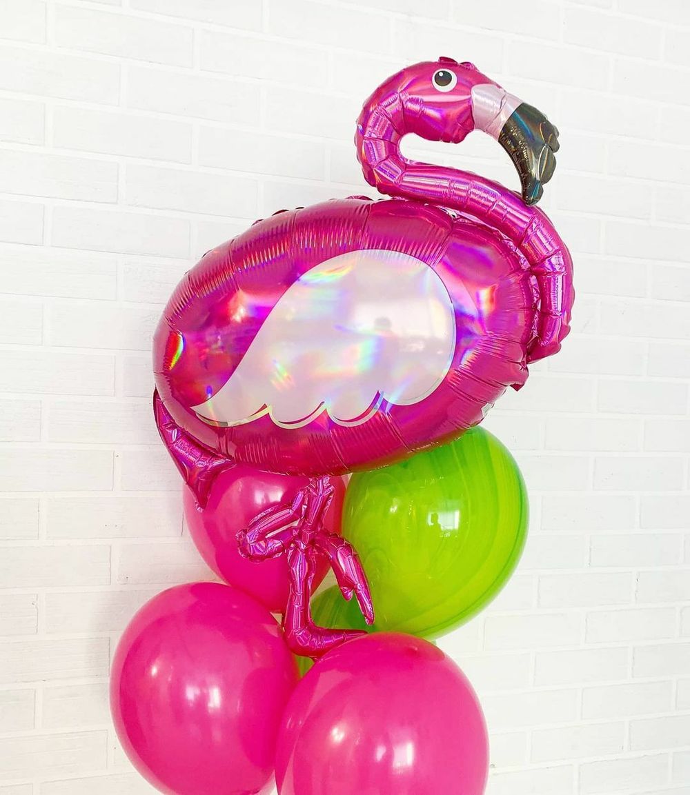 AN Шар фигура Фламинго переливы перламутр 28"/71CM W X 33"/83CM H (БГ-39)  Изображение2