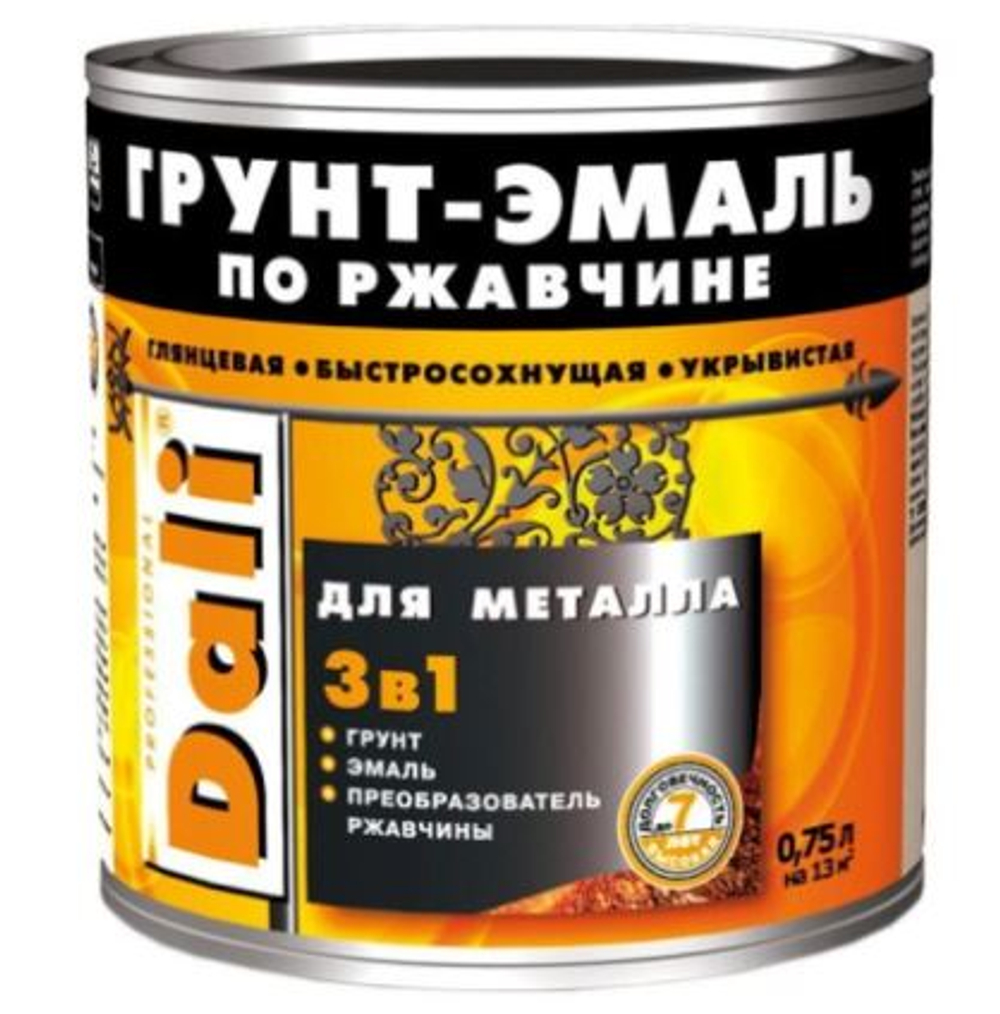 Грунт-эмаль по ржавчине гладкая глянцевая желтый 0,75л DALI