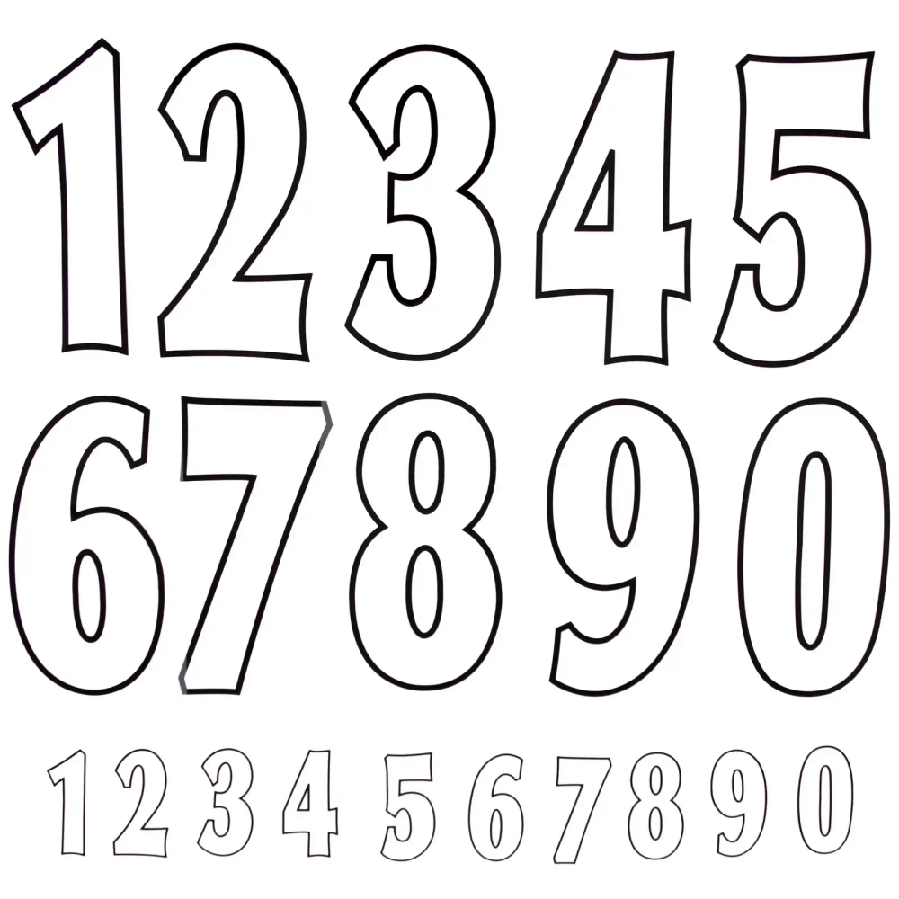 Термоаппликация Номер на футболку 004 (белый, большие цифры: 0-9, маленькие: 0-9)