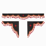 Ламбрекен 1,8м с косынками универсальные стеганые Роза Ветров (экокожа, черный, красные кисточки)