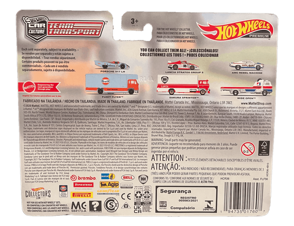 Hot Wheels Premium Car Culture Team Transport Porsche 917 LH + Fleet Flyer (Gulf) (2022)